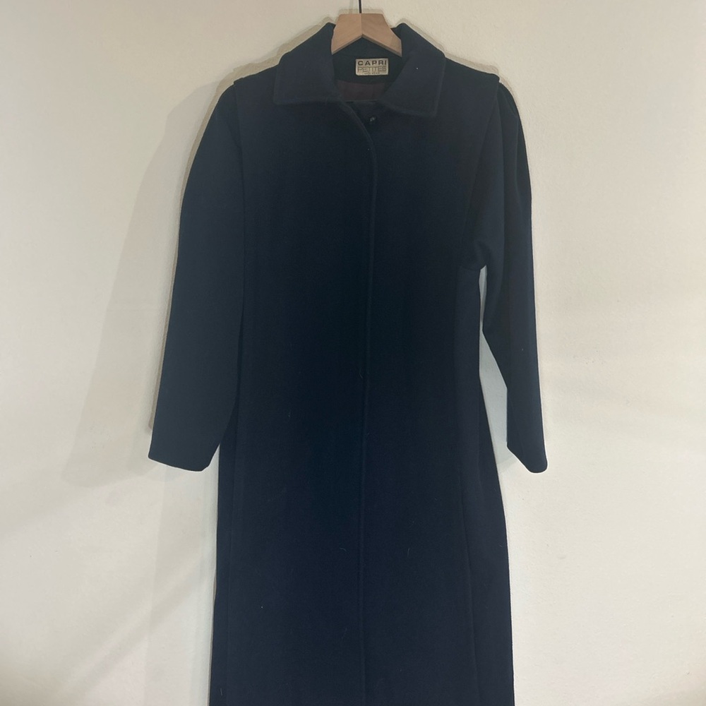 Vintage 100% Wool Coat – Navy (Capri Petites, Made in USA)